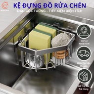 Stainless Steel Sink Corner Mounted Dishwasher Shelf, BICOON Wall Corner Bathroom Utensils