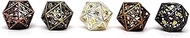 Hollow Dice of Devine Retribution - Metal Polyhedral Dice with Swords and Shields Design (5 Pack of 
