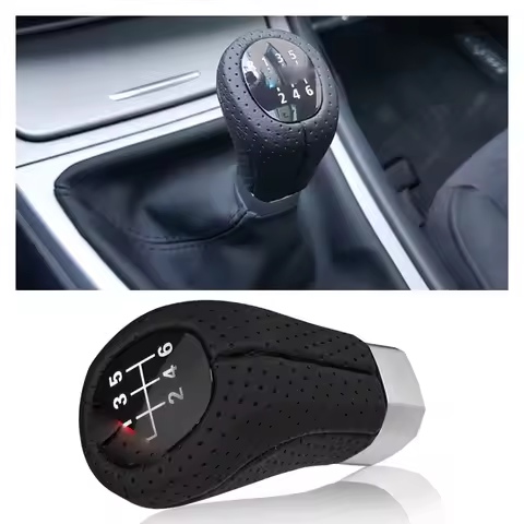 For BMW E64 E63 M4 E61 530XiT E60 M5 535xi 530xi 525xi E46 Gear Shift Knob Cover Black Leather 6 Spe