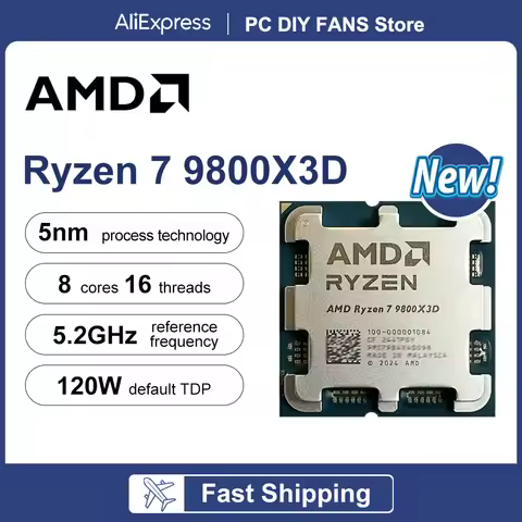 AMD Ryzen 7 9800X3D New Processor 5.2GHz 8-Core 16-Thread L3=96M 4NM TDP 120W Socket AM5 R7 9800x3d 