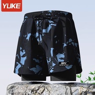 Yuke ผ้ากางเกงว่ายน้ำผู้ชาย,(YY ผ้าพลัส) ทั้งชุดกางเกงชายหาดสองชั้นแบบมืออาชีพขนาดพิเศษแห้งเร็ว Anti-Embarrassment2023New