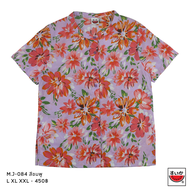 แตงโม (SUIKA) - เสื้อแตงโมคอจีนผ่าหน้าแขนสั้นพิมพ์ลายดอกไม้  (M.J-084)