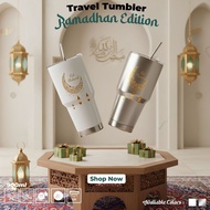 Travel Tumbler Ramadhan Ed. Stainless Steel 304 900ml Capacity, Gold Crescent Moon Design, Gold Acce