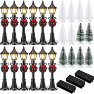 Shappy 24 Pcs Aksesori Tiang Lampu Krismas Mini untuk Kampung, Model Lampu Jalan Rumah Boneka untuk 