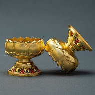 现货！8小时莲花酥油灯灯盏合金灯座菩提供佛蜡烛烛台家用长明灯底座8 hours lotus butter lamp lamp alloy lamp holder pu88EE