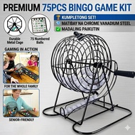 Deluxe Bingo Lotto Lottery Family Bingo Game Set with 75PCS Random Ball Selector for Family Fun
