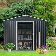 Ball & Cast 8x10 FT Outdoor Metal Storage Shed with Floor Base and Vents,Galvanized Tool Cabinet w/S