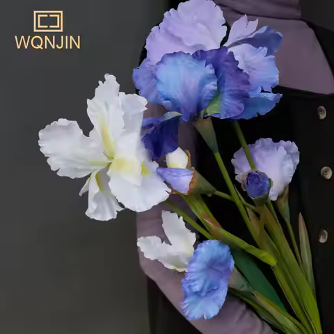 1PC New Simulation 3-Head Iris Alice Luxury Hotel Decoration Office Ornament Iris Fake Flower Simula