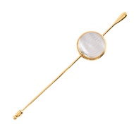 二手萊儷 (Lalique) 凸面寶石胸針，鍍金鑲嵌水晶，約18.8克，女士款