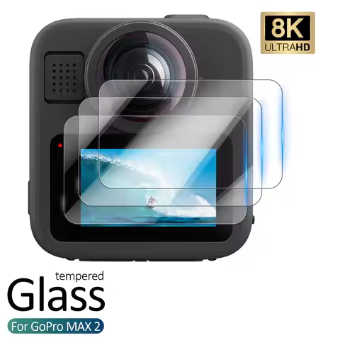 9H Tempered Glass for GoPro MAX 2 Screen Protector 9H Hardness 8K Ultra HD Clear Anti-Scratch Protec