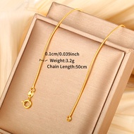 new Luxury 24K 9999 Pure Gold real gold Womens Fashion Chain Round Snake Bone Chain Necklace hot
