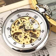 Vintage Watch Necklace Steampunk Skeleton Mechanical Fob Pocket Watch Clock Pendant Hand-winding Men Women Chain Gift SAYUE
