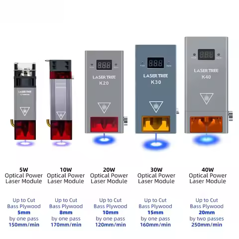 Laser Tree 5W 10W 20W 30W 40W High Optical Power Diode Laser Module Kit Air Assisted 450nm Blue Lase