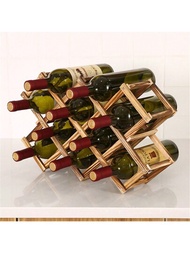 1個創意可折疊的木製酒架,松木葡萄酒架,多功能展示架可容納多個瓶子