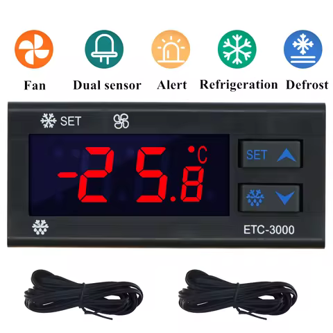 ETC-3000 Mini Temperature Controller Refrigerator Thermostat Regulator Thermoregulator Thermocouple 