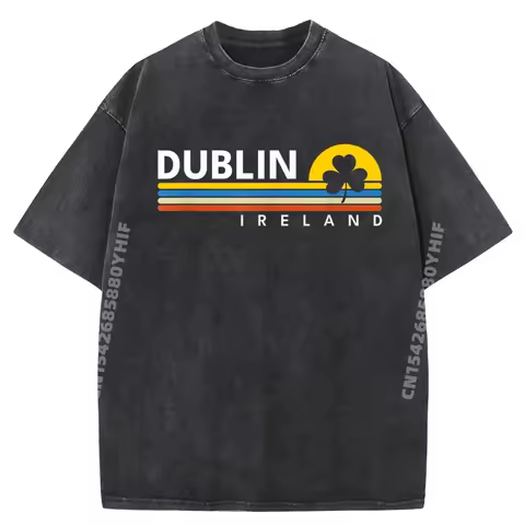 Dublin Ireland Vintage Retro Souvenirs Fashion T Shirt Men Vintage T Shirts Mens Classic Washed T-sh