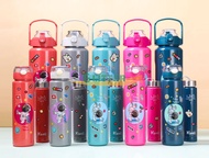 Glitter 3 in 1 2L + 1L + 800ml Spaceman Design Water Bottle Set of 3 with Sticker and Straw