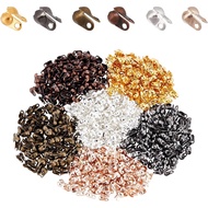 PH PandaHall 700pcs 6 Color Fold Clamshell End Tips with Double Loop Hide Knots & Crimp Beads Open C