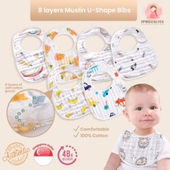 🇸🇬SG seller - Ultra Absorbent Baby Bibs Baby Muslin Bibs U Shape Bibs Adjustable bibs Feeding bibs S