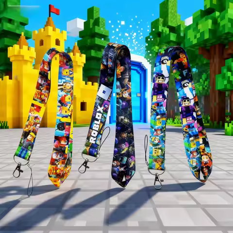 Cartoon ROBLOX Game Lanyard with Long Chest Card and Mobile Phone Strap Camera Rope for Gamers Birth