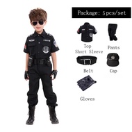 【Local Ready stock】Police Costumes for Kids SWAT Boy Army Cosplay Uniform Clothing Gift Set