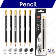 [12pcs] Venice Pencil 2B/3B/4B/5B/6B/8B High Quality Drawing Exam Pencil 12pcs/Pensel ASTAR Venice U