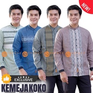KATUN KEMEJA Koko Shirt For Adult Men Premium Medina Cotton Long Sleeve Shirt With Songket Batik Combination Motif