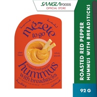 mezete Hummus To Go Roasted Red Pepper with Breadsticks 92g (Halal Certified)