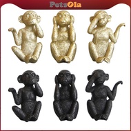PETSOLA 3Pcs Monkey Statue Resin Monkey Figurine Collectible Craft Nordic Monkey Sculpture for Home 