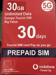 Vodafone 歐洲旅遊SIM卡 30GB