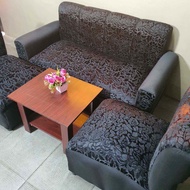 sala set black velvet with center table