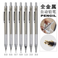 Stainless Steel Mechanical Pencil 0.3 0.5 0.7 0.9 1.3 2.0 3.0mm Metal Mechanical Pencil Drawing