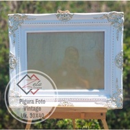 Belgian White Gold Pointed Carved Photo Frame - Size Photo Frame. 12R (30x40)