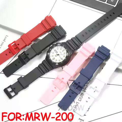 Strap for Casio MRW-200H Men Womens Resin Replacement Watch Band Sport Waterproof Pin Buckle Wrist B