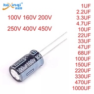 10pcs Aluminum Electrolytic Capacitor 100V 160V 200V 250V 400V 450V 1UF 2.2UF 3.3UF 10UF 22UF 47UF 1