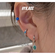 Unisex Earrings Opal Stone Blue Ear Ring Green Enamel Starry Sky Pendant Earrings