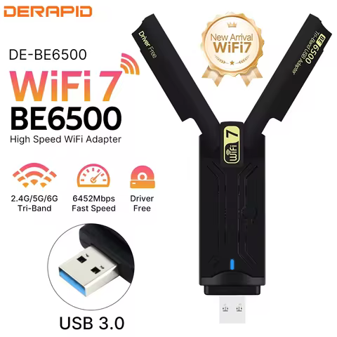 USB 3.0 WiFi 7/WiFi 6E BE6500 AX5400 Wireless Adapter 2.4G&5G&6G Tri Band Wi-Fi 802.11BE Network Car
