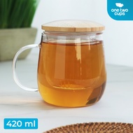 One Two Cups Gelas Cangkir infuser Teh Tea Cup Mug with Infuser Filter - Transparent