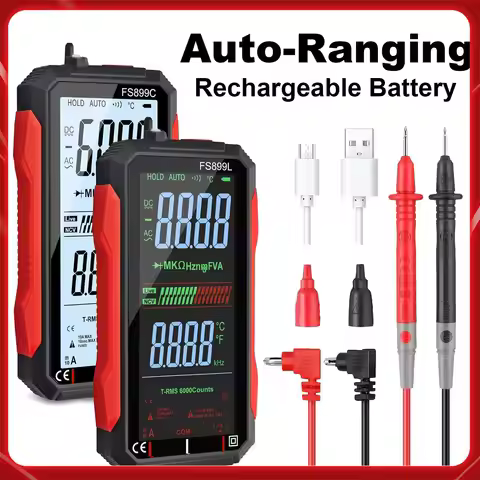 FS899C FS899L Digital Multimeters 4.8" Large Screen 6000Counts Smart Multimeter Auto-Ranging Capacit