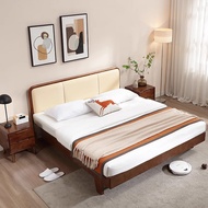 【Free Shipping】Leather Wooden Bed Frame Single/Super Single/Queen/King Size Bed frame With Mattress Wooden Bed frame