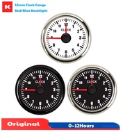 Auto Red Backlight Clock Gauges Modification 52mm 0-12Hours Show Clock Meters Black Hourmeters Boat 