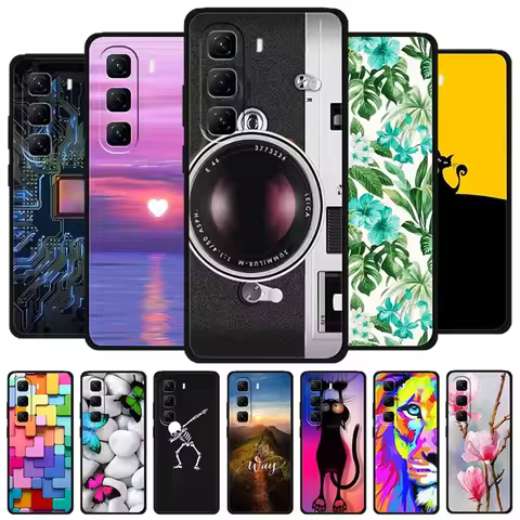 For Infinix For Infinix Hot 60 Pro Minimalist Tech Style TPU Black Soft Silicone Phone Case Bumper P