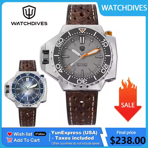 Watchdives Men Stainless Steel Dive Watch PT5004/PT5000 Automatic Movement Ceramic Bezel Full Lume S