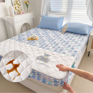 【 2024 New product】Little Bear Patter Cotton Clip Fitted Sheet 100% Waterproof and Urine Proof Single and Double with Elastic Queen King Size Mattress Protector Solid Bed Cover