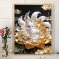 White Fox Lotus Design New Style 9-Tails Fox Handmade Full Drill Diamond Painting