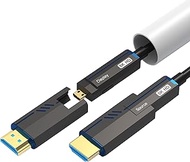 8K Detachable HDMI Fiber Optic Cable 130Feet/40m, Long HDMI 2.1 Cable in Wall, with Dual Micro HDMI
