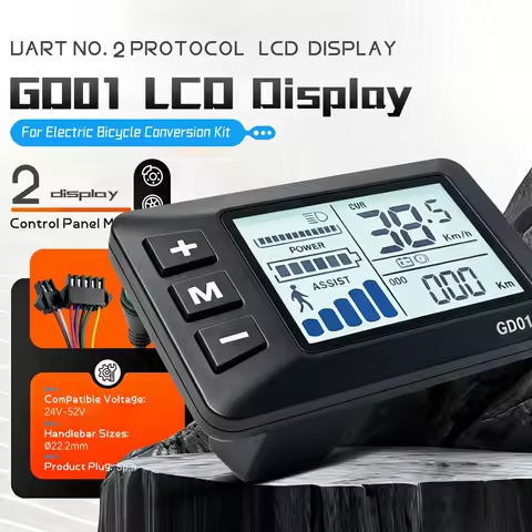 Ebike LCD Display GD01 24V 36V 48V SM/Waterproof Connector LCD Panel Screen For Electric Bike ebike 