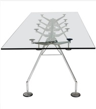Modernist Vintage Chrome and Glass Dining Table Nomos by Sir Norman Foster 1986