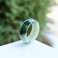 Green Jade Ring With White Size 61 mm.