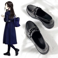 รองเท้าผู้หญิง2021ฤดูร้อนใหม่หนังสีดำนักเรียนรองเท้าหนังขนาดเล็กแบน Retro ญี่ปุ่นทรงกลมทันสมัย Toe Single รองเท้าขนาดใหญ่ผู้หญิงรองเท้า35-43